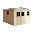 TIMBELA - Abri de Jardin en Bois Naturel - H226x316x324 cm / 9 m² - M335 - vignette