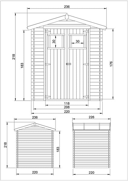 TIMBELA - Abri de jardin en bois - l236xL226xH218 cm / 4.33 m2 - M369 - large