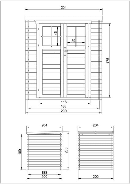 TIMBELA - Abri de jardin en bois - porte verrouillable de haute qualité - H200 x l204 x L204 cm / 3,53 m2 - M309F - large