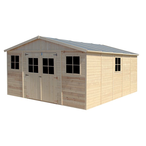 TIMBELA - Abri de Jardin en Bois Naturel - H246x418x522 cm / 20 m² - M333 - large