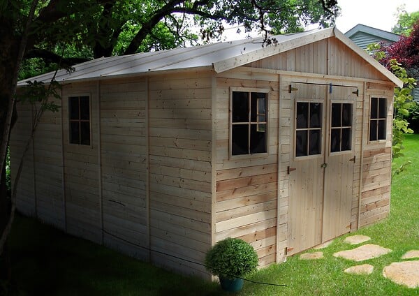 TIMBELA - Abri de Jardin en Bois Naturel - H246x418x522 cm / 20 m² - M333 - large
