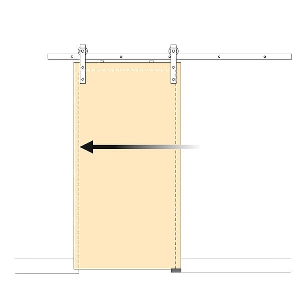EMUCA - Kit de quincaillerie pour porte coulissante suspendue en bois de Barn, Sans fermeture souple, panneaux non inclus, Acier et Plastique, Peint en noir - large