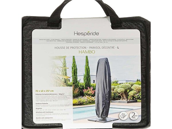 HESPERIDE - Housse pour parasol décentré L gris Hambo - 70 x 40 x 257 cm - Hespéride - large