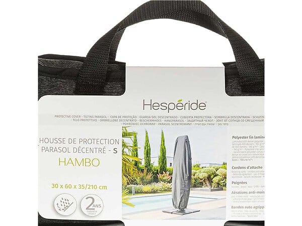 HESPERIDE - Housse pour parasol décentré S gris Hambo - 60 x 30 x 210 cm - Hespéride - large