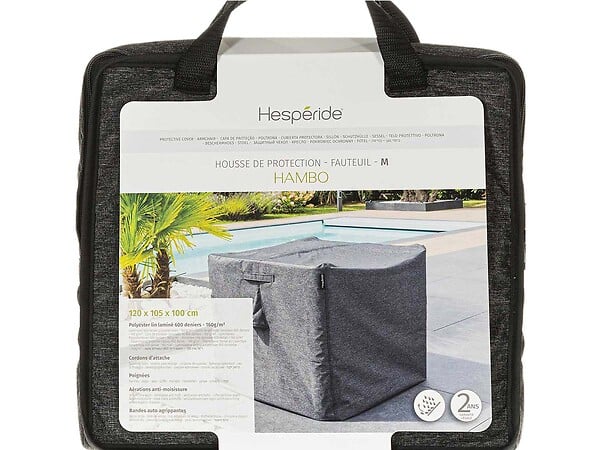 HESPERIDE - Housse pour fauteuil de jardin Hambo M gris - 120 x 105 x 100 cm - Hespéride - large
