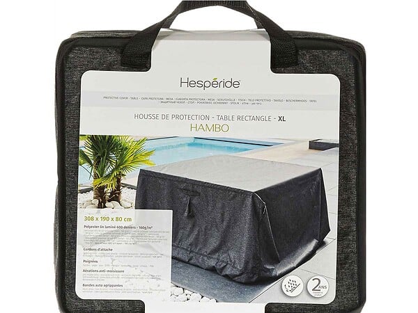 HESPERIDE - Housse pour table rectangulaire extérieure Hambo XL gris - 308 x 190 x 80 cm - Hespéride - large