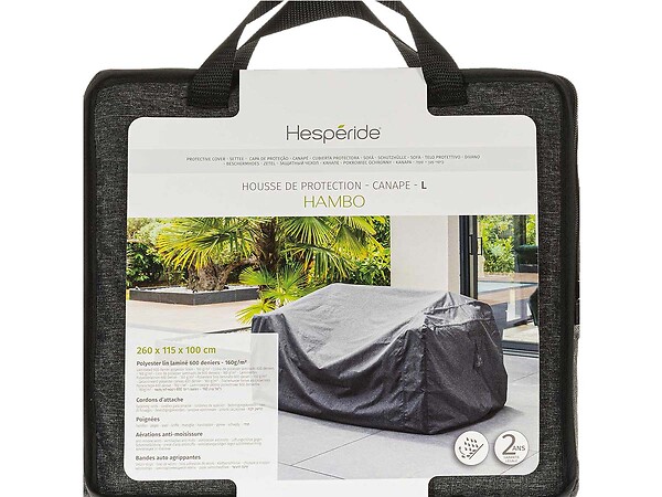 HESPERIDE - Housse pour canapé Hambo L gris - 260 x 115 x 100 cm - Hespéride - large