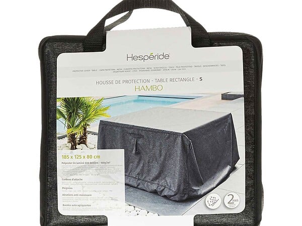 HESPERIDE - Housse pour table rectangulaire extérieure Hambo S gris - 185 x 125 x 80 cm - Hespéride - large