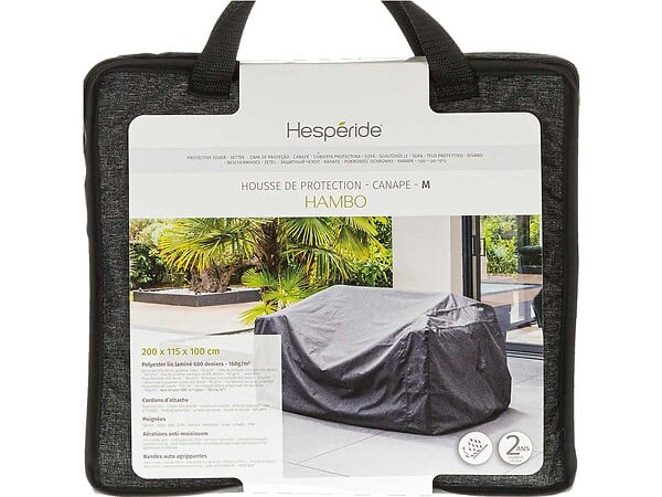 HESPERIDE - Housse pour canapé Hambo M gris - 200 x 115 x 100 cm - Hespéride - large