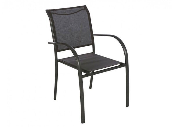 HESPERIDE - Ensemble repas table extensible alu 4/8 places Graphite + 8 fauteuils Piazza - Hespéride - large