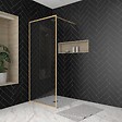AURLANE - Paroi de douche AURLANE Golden Edge - Or brossé - 90x200cm - vignette