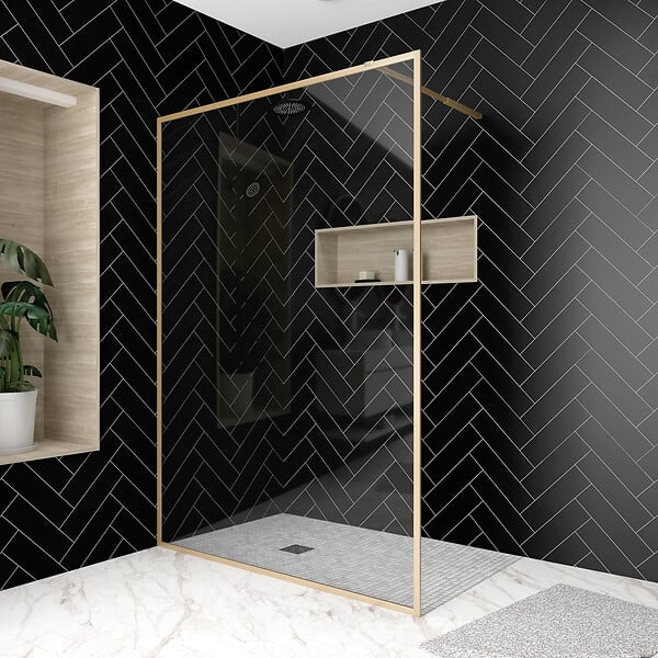 AURLANE - Paroi de douche AURLANE Golden Edge - Or brossé - 140x200cm - large
