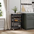 HOMCOM - HOMCOM Chariot de service desserte de cuisine à roulettes multi-rangements 60L x 40l x 85H cm plateau acier inox. MDF pin noir - vignette