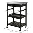 HOMCOM - HOMCOM Chariot de service desserte de cuisine à roulettes multi-rangements 60L x 40l x 85H cm plateau acier inox. MDF pin noir - vignette