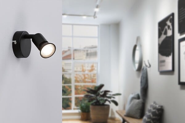 PAULMANN - Spot mural Carolina orientable GU10 noir mat 10W - large