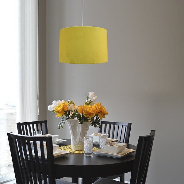 C-CREATION - Suspension velours jaune - intérieur doré - E27 60W - large