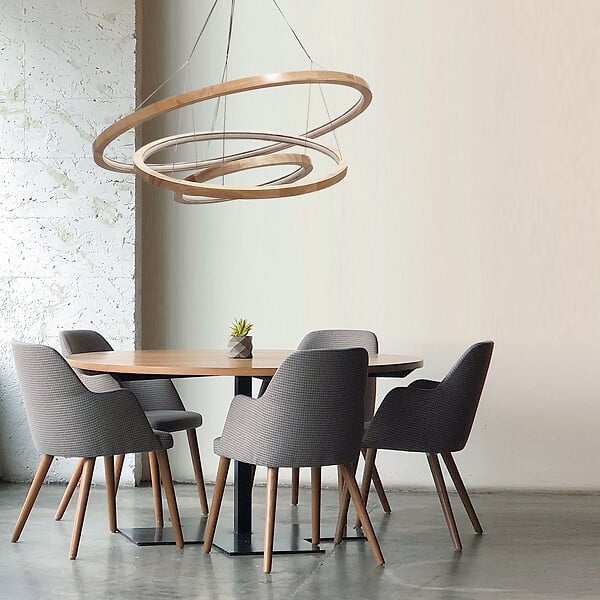C-CREATION - Lustre Céclon LED Bois coloris naturel 3 cercles tailles différentes - large