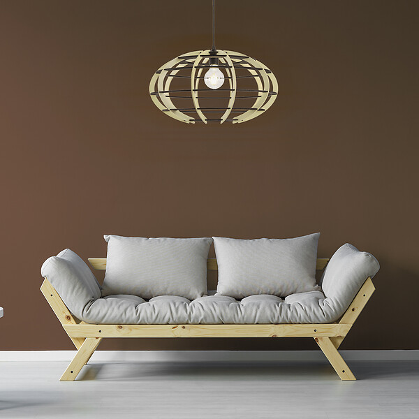 C-CREATION - Suspension Sitane - Bois naturel et noir - Diam.50cm - large
