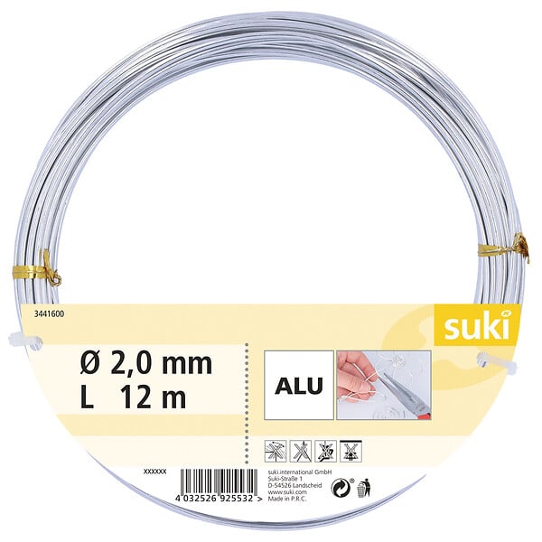 SUKI - Fil déco aluminium argent - 2mm - 12 m - large