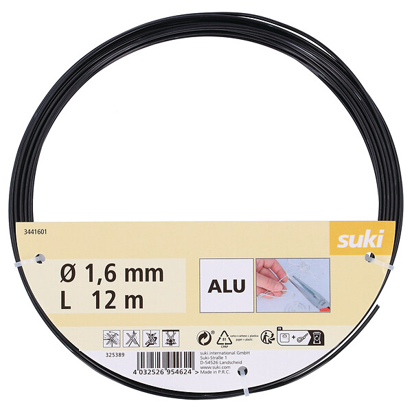 SUKI - Fil décoratif en aluminium - Noir - 2mm - 12 m - large