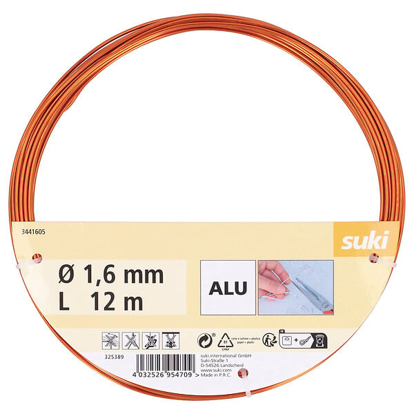 SUKI - fil deco aluminium orange 2mm 12m - large