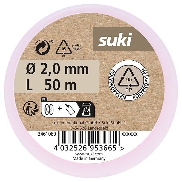 SUKI - corde coton rose neon 2mm 50m - large