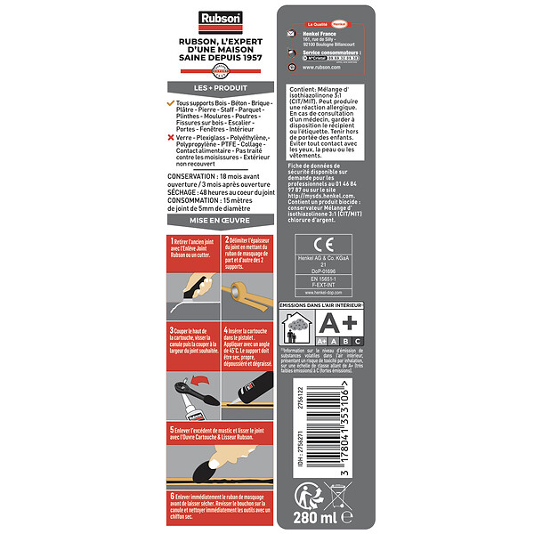 RUBSON - RUBSON Mastic Maison Bois&Parquet RAL7016 Cart 280ml - large