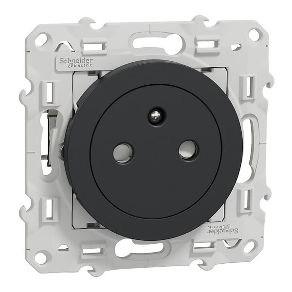 SCHNEIDER ELECTRIC - Prise de courant 2P+T affleurante - Odace - Anthracite - 16A - large