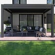 OVIALA - Pergola bioclimatique adossée et motorisée éclairée 3x4m et 3 stores - Thebes - vignette
