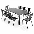 OVIALA - Ensemble table de jardin et 8 chaises bistrot en acier gris - Palavas - vignette
