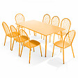 OVIALA - Ensemble table de jardin et 8 chaises bistrot en acier jaune - Palavas - vignette