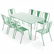OVIALA - Ensemble table de jardin et 8 chaises bistrot en acier vert sauge - Palavas - vignette