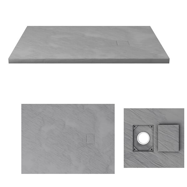 AURLANE - Receveur à poser en matériaux composite SMC - Finition ardoise gris - 90x120cm - ROCK 2 GREY 90 - large