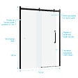 AURLANE - Porte de douche 140x200cm type industriel coulissante NOIR MAT - verre trempe 8mm - vignette