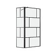 AURLANE - Paroi de douche avec pivot 90+40x195cm - Sérigraphie type Briques et Profilés Noir - DARK BLOCKS - vignette