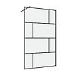 AURLANE - Paroi de douche a l'italienne serigraphie type Briques - dim. 120x195cm - Profile noir mat - 5mm - vignette