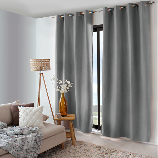 C MA DECO - Rideau thermique avec œillets - Gris - 140x240cm - large