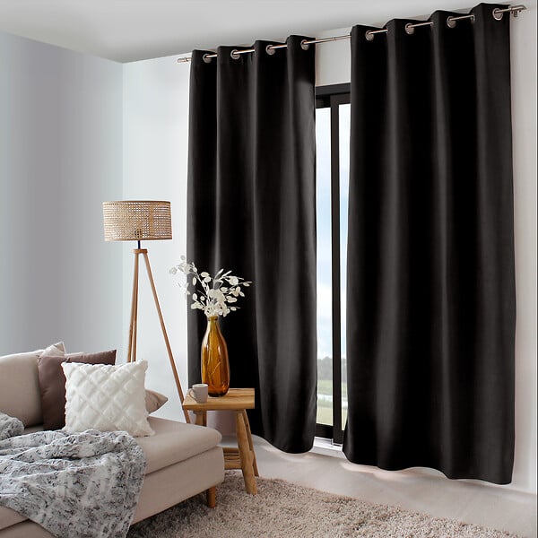 C MA DECO - Rideau thermique - Œillets - Noir - 140x240cm - large