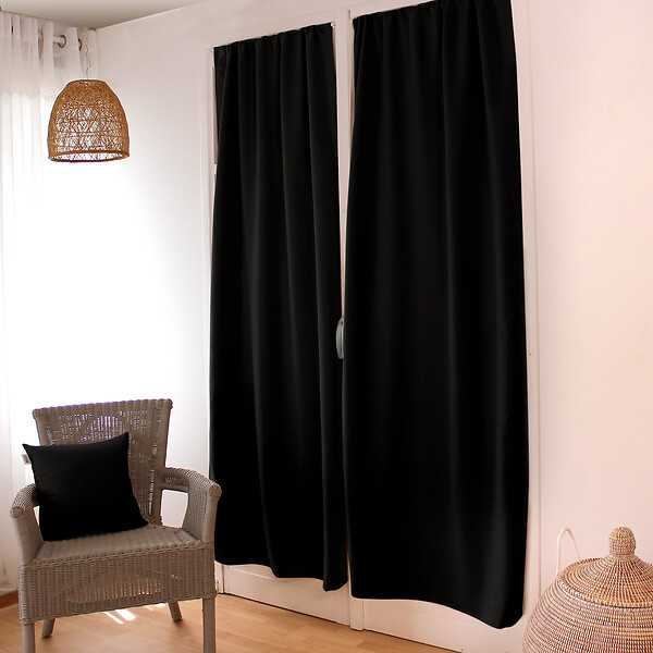 C MA DECO - Rideau de porte occultant - Noir - 90x210cm - large