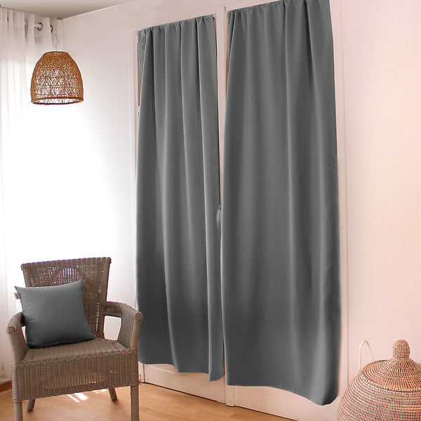 C MA DECO - Rideau occultant porte avec passe-tringle - Gris - 90x210cm - large