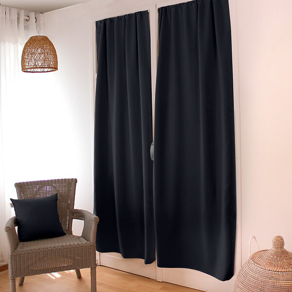 C MA DECO - Rideau occultant porte vitrée - Gris foncé - L.90xH.210cm - large