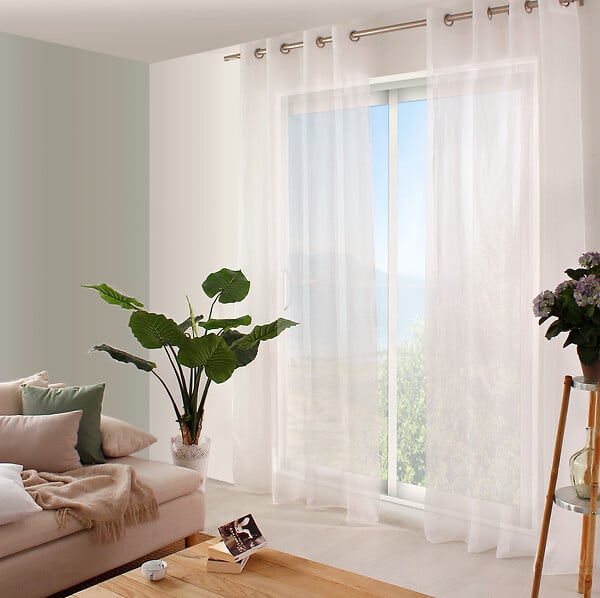 C MA DECO - Voilage avec 8 oeillets 140x280cm blanc - large