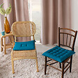 C MA DECO - Galette de chaise coton - Bleu canard - 40x40x2cm - vignette