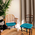C MA DECO - Galette de chaise avec rabats et nouettes 40x40x2cm bleu canard - vignette