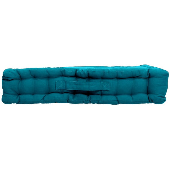 C MA DECO - Coussin de sol avec poignée coton 50x50x10cm bleu canard - large