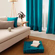 C MA DECO - Coussin de sol avec poignée coton 50x50x10cm bleu canard - vignette