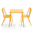 OVIALA - Ensemble table de jardin carrée et 2 chaises bistrot jaune - Palavas - vignette