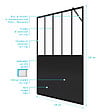 AURLANE - Paroi de douche 120x200 cm type Verriere - Verre trempe et Structure aluminium noir mat - vignette