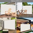 VOUNOT - Paravent retractable avec housse de protection 180x300cm Beige - vignette