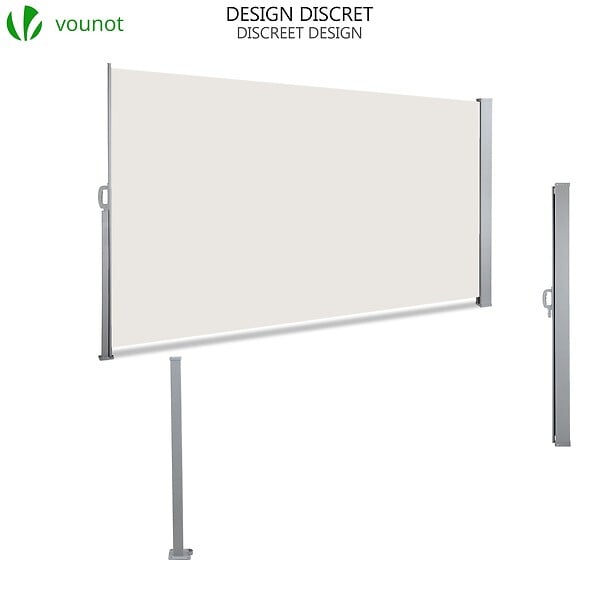 VOUNOT - Paravent retractable avec housse de protection 180x300cm Beige - large